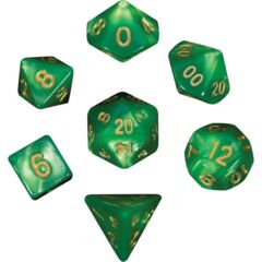 Mini Polyhedral Dice Set: Green/Light Green with Gold Numbers